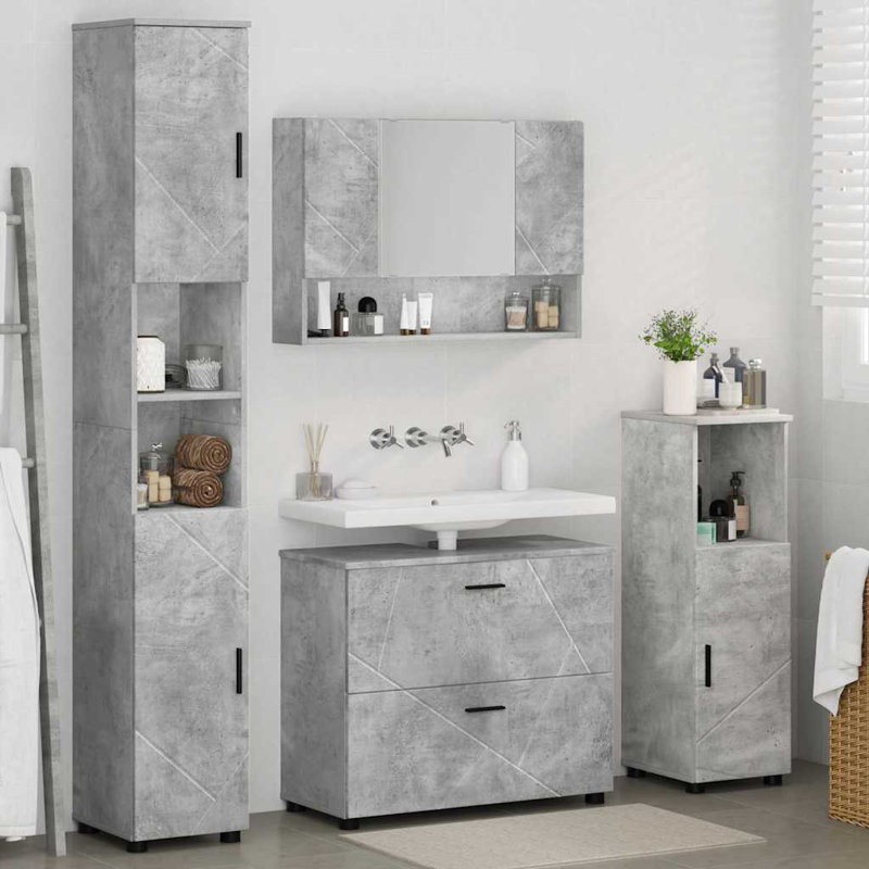 Bathroom Storage Furniture Set, Concrete Grey