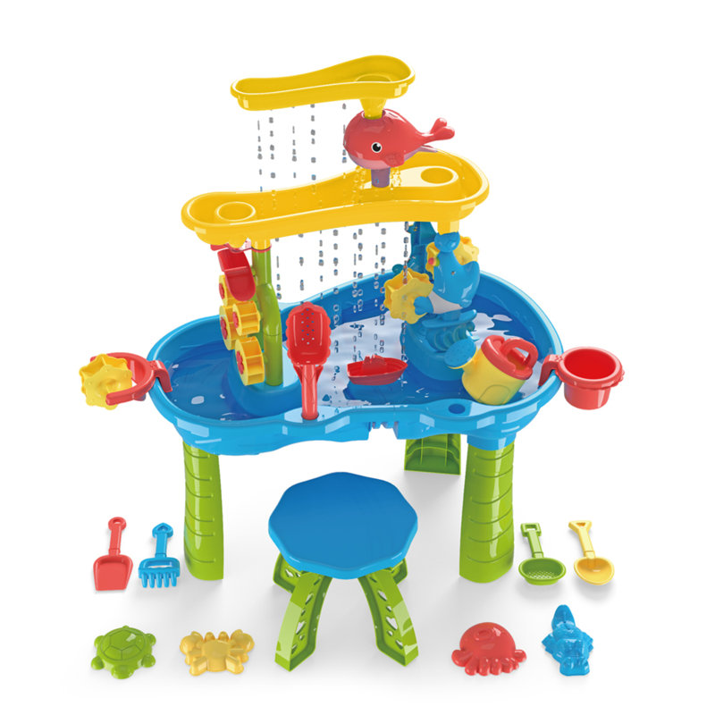 Table à 3 niveaux avec chaise Trimer Table de jeu et de plage pour l'intérieur et l'extérieur pour enfants Table de sable et d'eau pour les enfants de 3 à 5 ans 