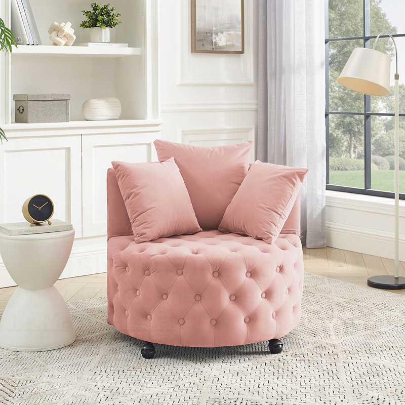 Chaise pivotante en velours, Velours roses