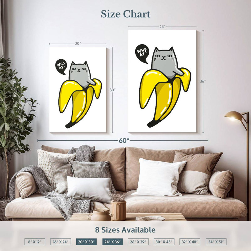 Chat banane Brampt, H 36 po x l 24 po