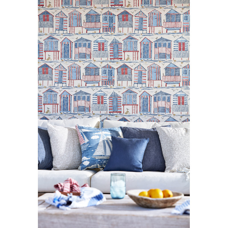 Beach Huts Wallpaper, Driftwood