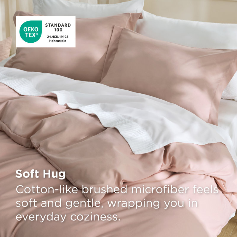 Bedsure Dusty Rose Duvet Cover Queen Size - Soft Double Brushed Bedding Set for Kids & Adults（Set of 3）, Dusty Rose