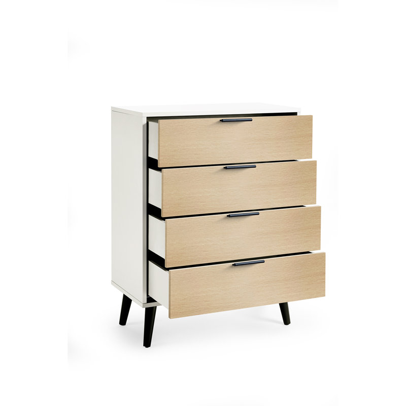 Destany 78cm W 4 - Drawer Chest of Drawers, White/Oak