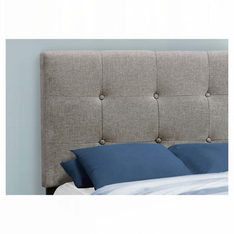 Lit plateforme en tissu d'ameublement, Gris, Lit simple