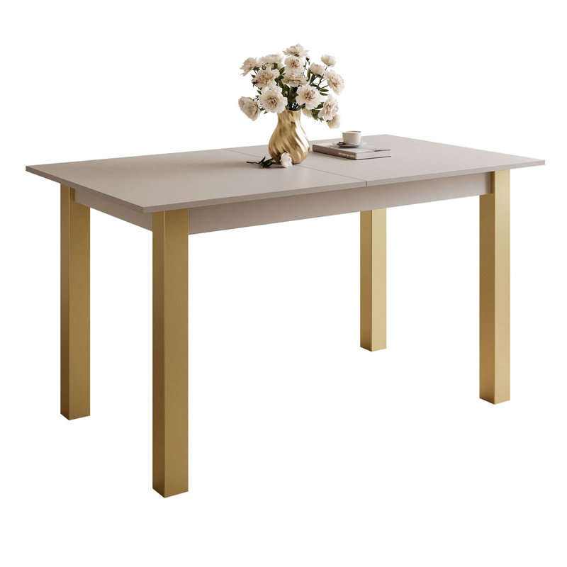 Extendable Metal Base Dining Table, Cashmire