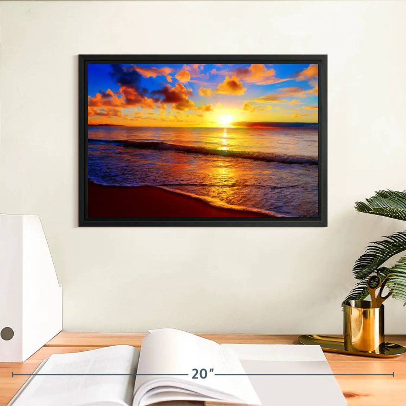 Coucher de soleil Gillard, H 9 po x l 13 po, Cadre flottant noir