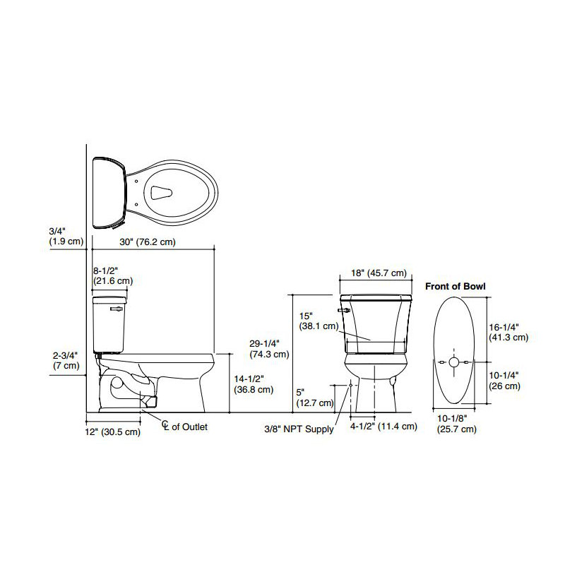 Wellworth® 1.28 GPF Water Efficient Elongated Two-Piece Toilet (Seat Not Included), Ice Gray