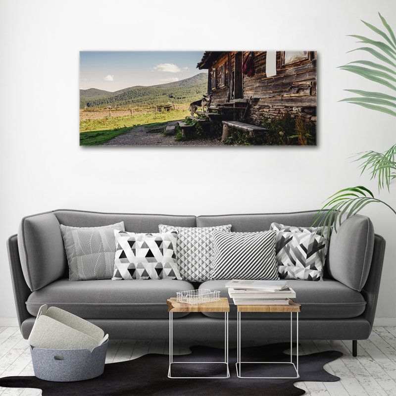 Wooden House In The Mountains - No Frame Print on Canvas