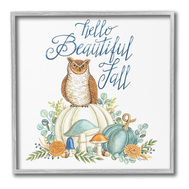 «Beautiful Fall With Owl» par Deb Strain sur toile, H 12 po x l 12 po, Estampe numérique Farmhouse