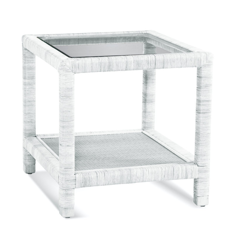 Pine Isle Glass End Table, Frost White