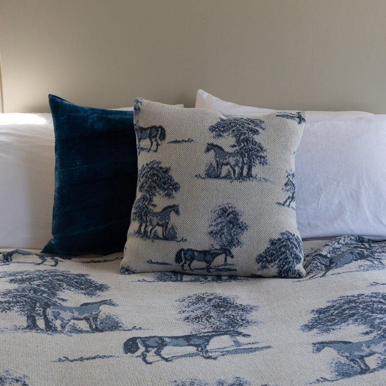 Toile Pillow, Blue