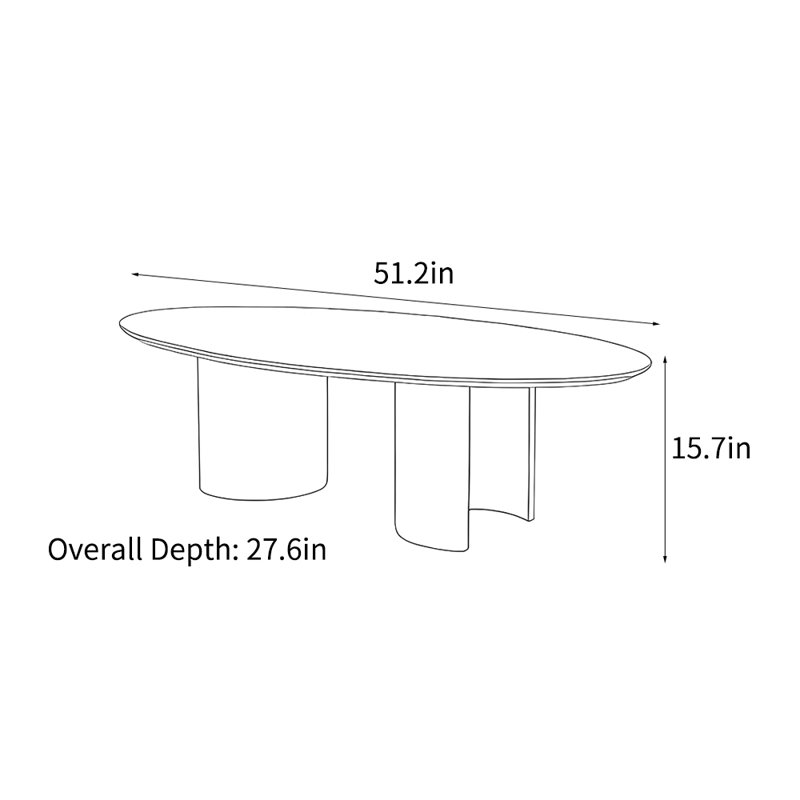Table basse simple de style français, H 15,7 po x L 51,2 po x l 27,6 po, Brun