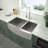 33'' L x 20'' W Farmhouse Stainless Steel 60/40 Double Bowl Kitchen Sink with Sink Grid and Stariner-123123905