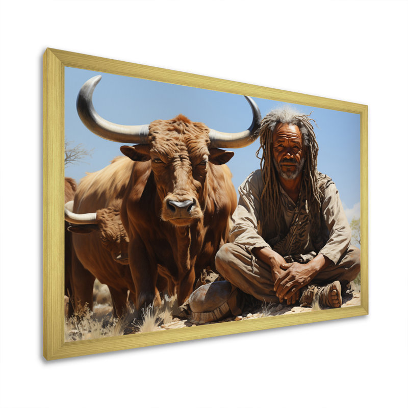 Kenyette, tribus d'Afrique, himba nomade II sur toile, H 16 po x l 32 po x P 1 po, Encadrement doré