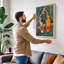 Koi in Motion Modern 1 Piece Wrapped Canvas Wall Art-497055609-497055606