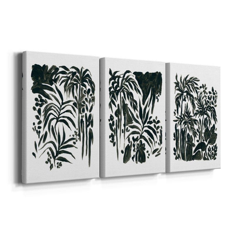 Encre jungle I - toile tendue sur mesure - 3 pièces, H 12 po x l 24 po