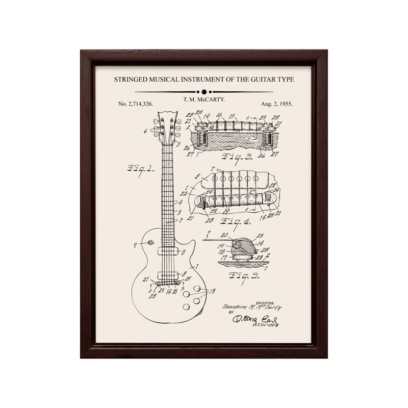 Guitar Blueprint No1, Unframed, Canvas, 12"H x 16"W