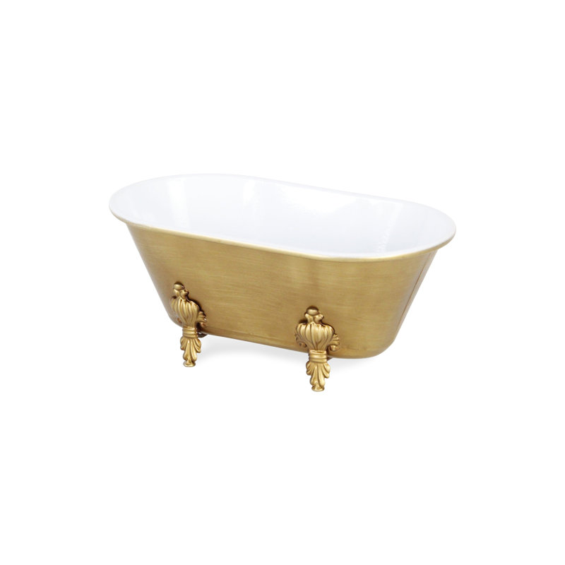 Baignoire décorative en métal doré et blanc 12 po