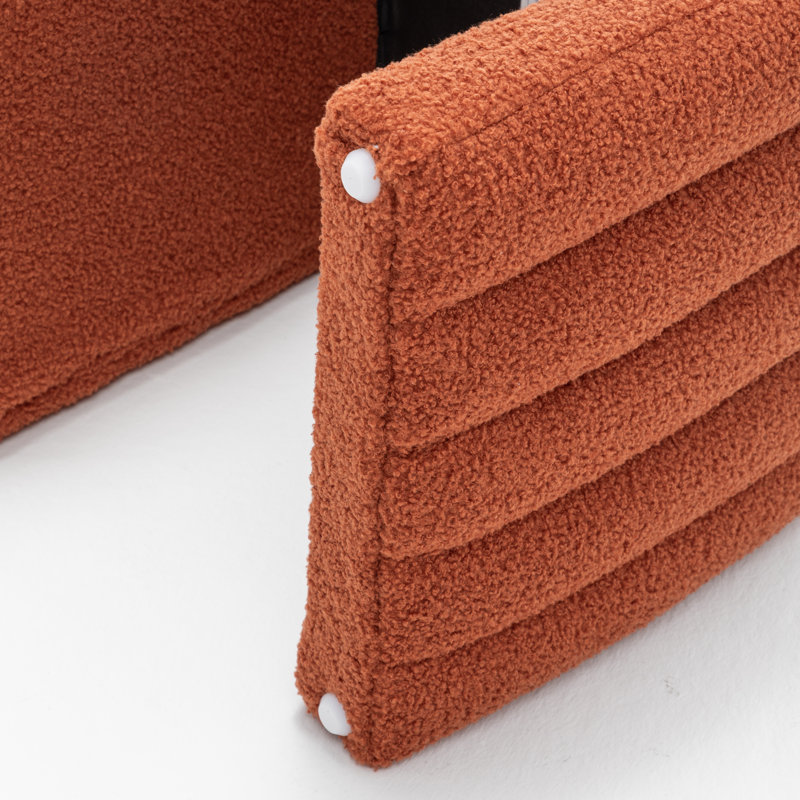Tufted Upholstered Standard Ottoman, Orange