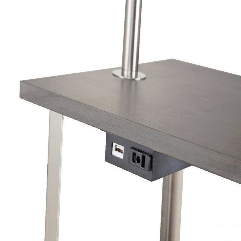 Lampe de table d'appoint carrée 58 "de haut" Dru "avec charge et port USB