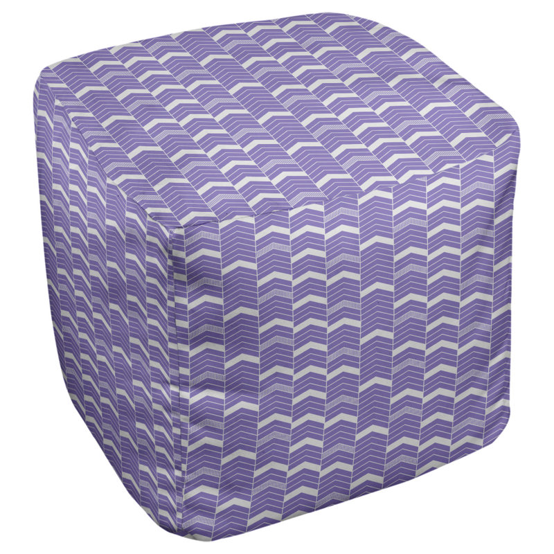 Repose-pieds cube à chevrons bicolores, Mauve clair