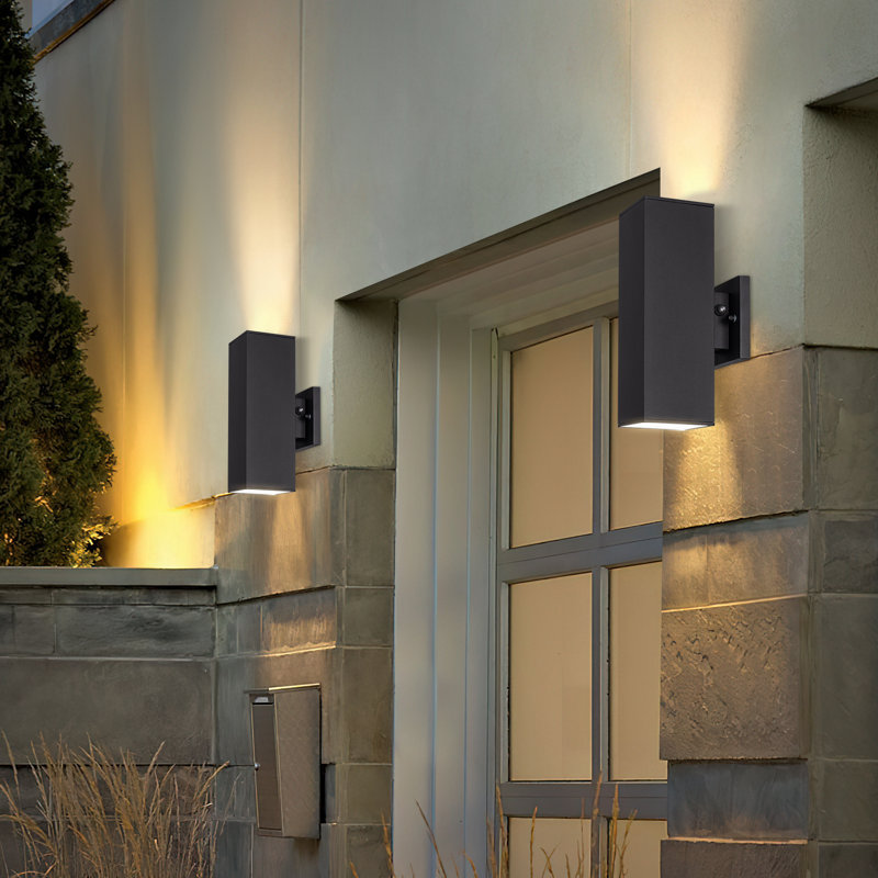 Alvisa Outdoor Wall Light in 2 Lights Dusk to Dawn with Aluminum, 18" H x 5.91" W x 8.46" D