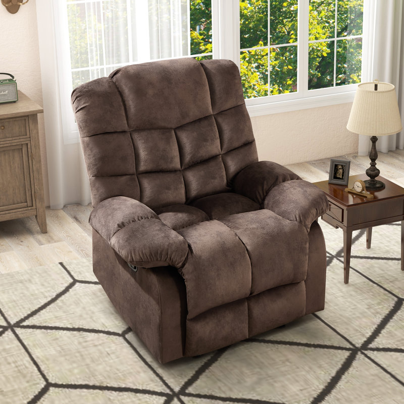  38.9" Wide Cozy and Supportive Manual Recliner Chair with Heat and Vibration Massage, Dark Brown