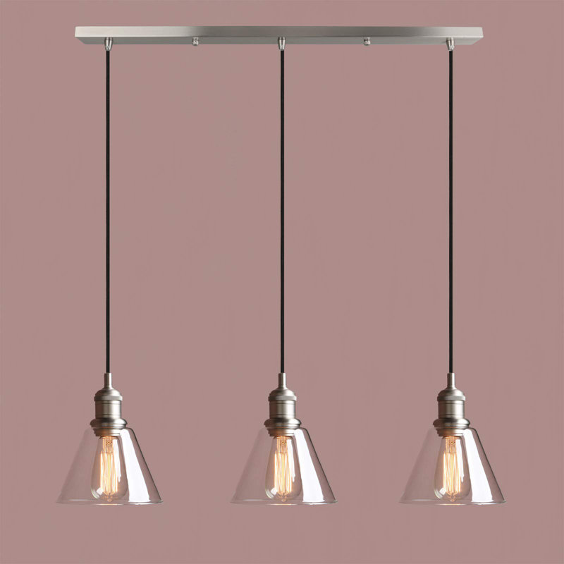 3 - Light Kitchen Island Pendant, Brushed