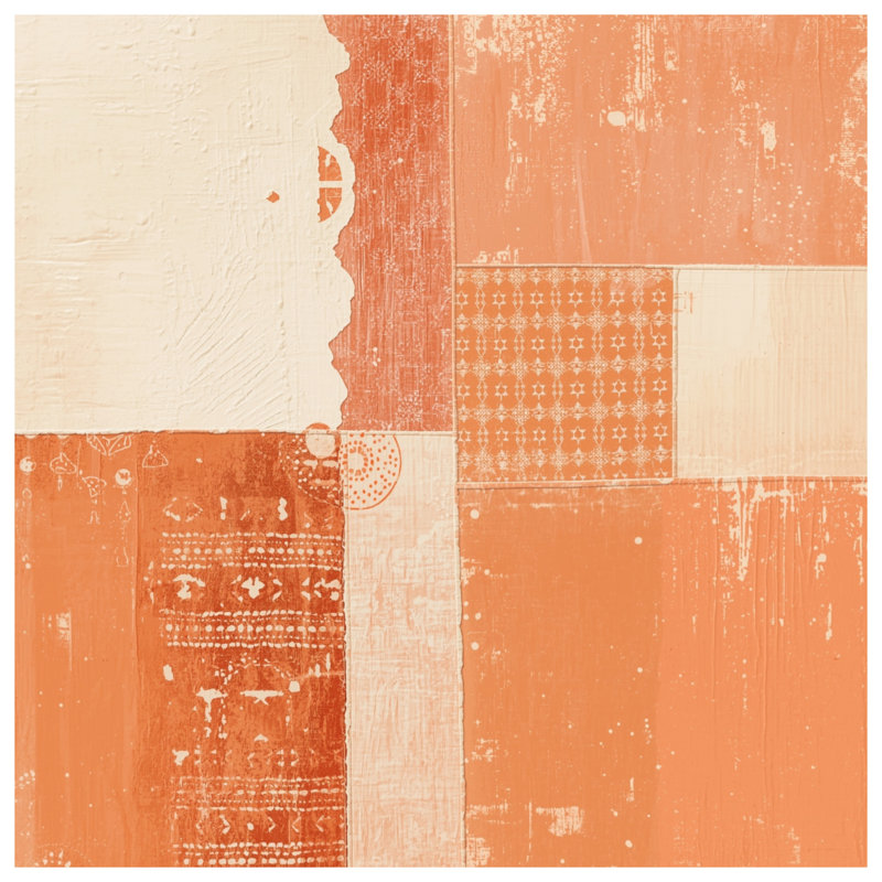 Orange Beige Patchwork Comforter, Twin