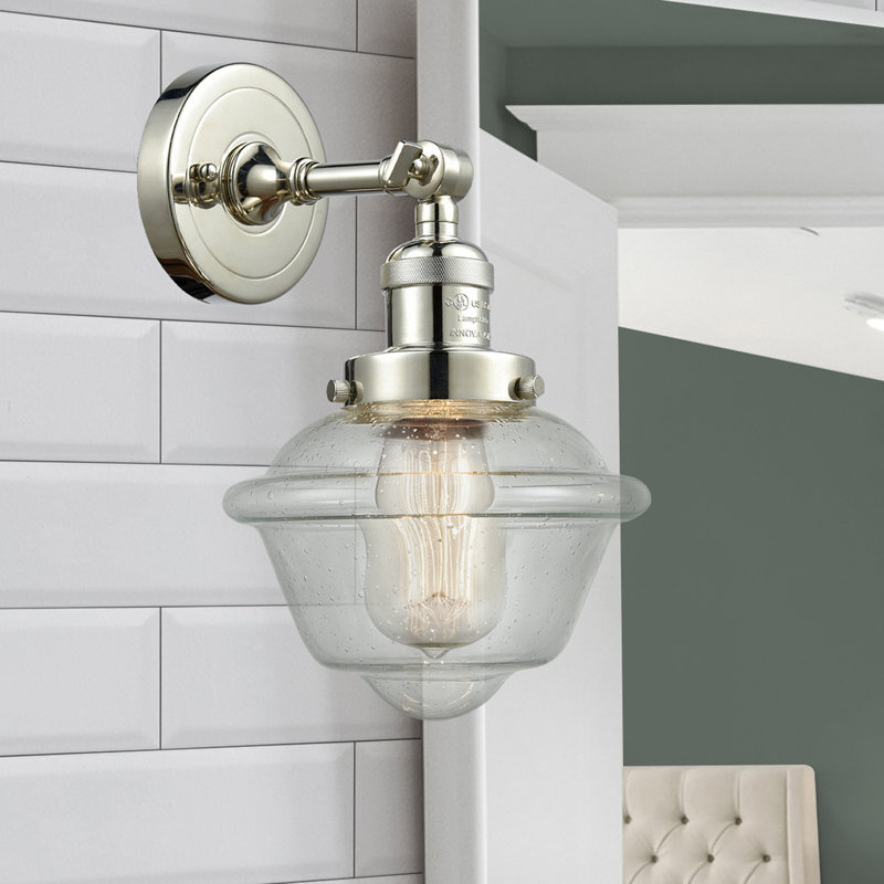 Applique murale de salle de bain 1 lumière à intensité variable Gaspard, Ampoule DEL 6 watts Vinage, Grainé, Nickel poli