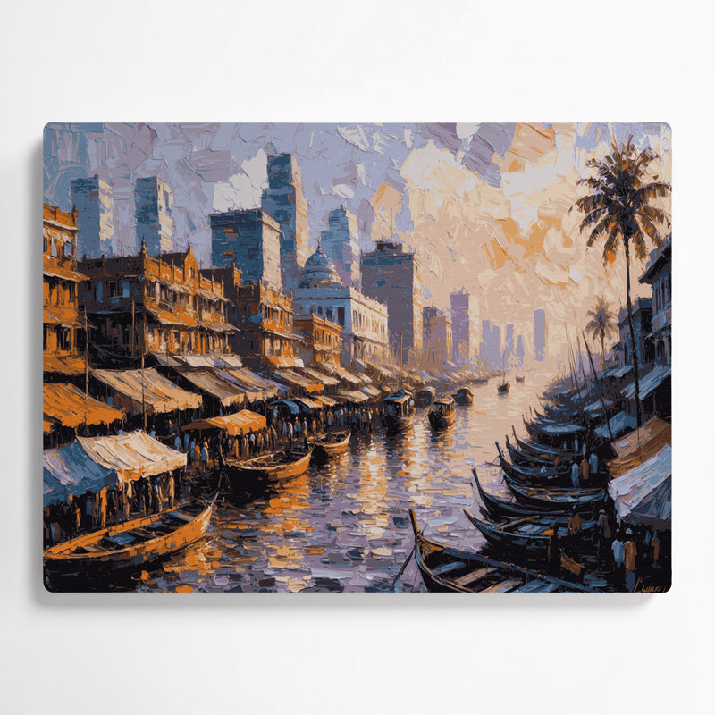 Villes, Lagos, Nigéria, art mural en métal rose, H 11 po x l 14 po