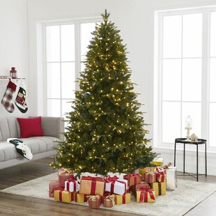 WELLFOR Remote Control Tree 8-ft Pre-lit Flocked Artificial