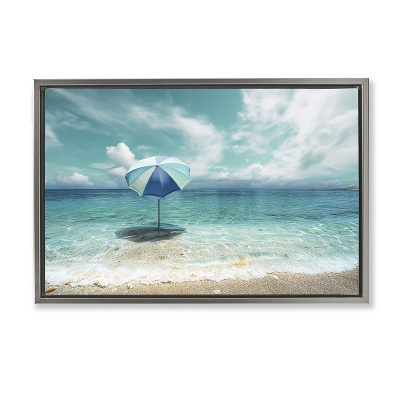 Parasol de plage en bord de mer, Cadre flottant gris lustré, H 17 po x l 25 po