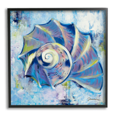 «Nautilus abstrait bleu sur bois» par Liz Jardine, peinture