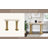 Modern Glam Console Table with Marble Top and Dual Column Metal Iron Wood Base Structure