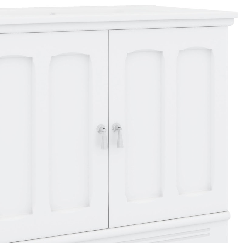 30 Inch Bathroom Vanity With Sink, Modern Shaker-Style Cabinet , Drawer, Storage Cabinet With Adjustable Shelf, White