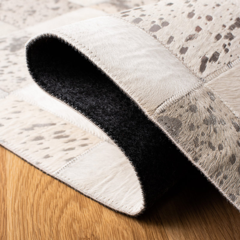 Tapis géométrique en cuir tissé à la main Bremner Studio, Rectangle 8 pi x 10 pi