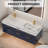 Lumino 60" Modern Wall Mounted Double Sink Bathroom Vanity with Engineered Stone Top, LED Light, 6 Soft Close Drawers-569618256