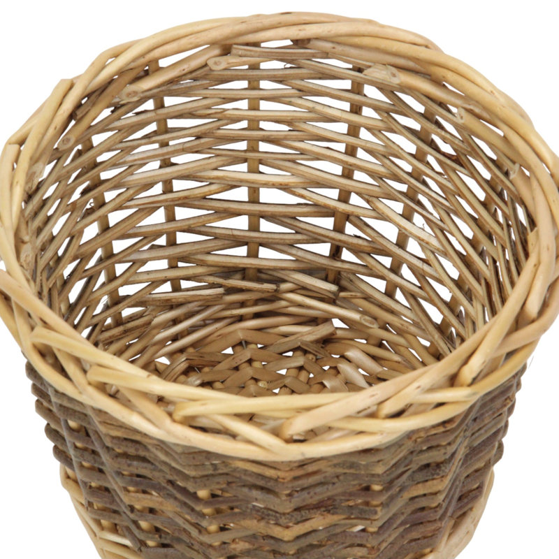 Mitel Round Willow Basket - Medium Brown Two-Tone