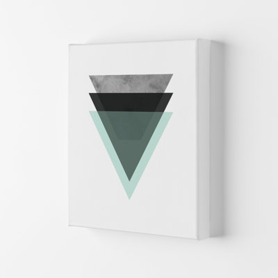 Geometric Mint And Black Triangles by Pixy Paper - Print
