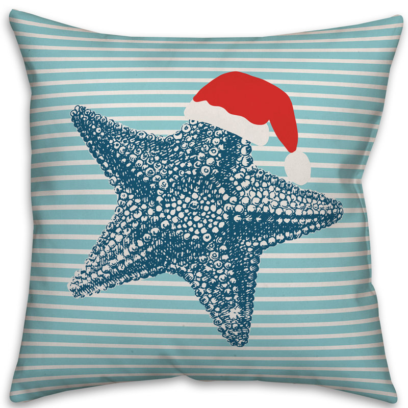  Santa Hat Starfish Throw Pillow, 16" x 16"