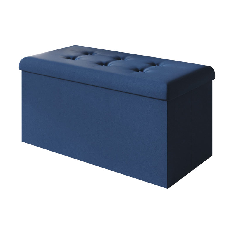 Banc de rangement rembourré Millett, Polyuréthane bleu