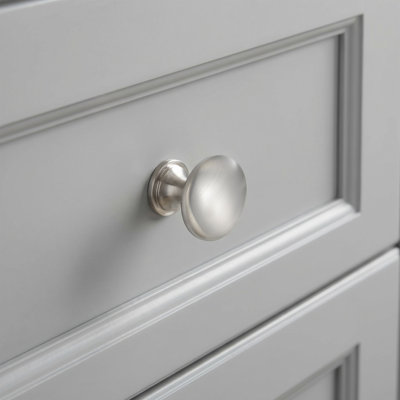 Brushed Nickel Cabinet Knobs, 30-Pack Round Mushroom Drawer Pulls (1.18 in) - Zinc Alloy Hardware, Fingerprint-Resistant, Easy Install for Cabinets, Dresser, Bathroom, Closet - Size 3 x 3 x 2.8 cm