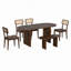 Ensemble de table de salle à manger 6 pièces avec banc, ensemble de chaises de table ovales pour 6 personnes, ensemble de salle à manger de style moderne, brun-23952498