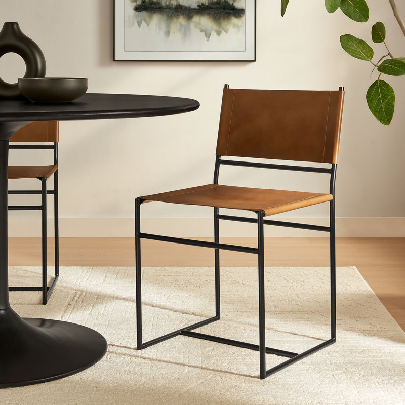Chaise en cuir et métal Thatcher