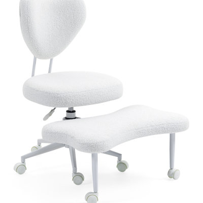 Chair, Ergonomic Cross - Legged Seating With Lumbar Support, Height Adjustable Seat Cushion, Beige, Ideal For High Intensity Office Work, Soft Short F