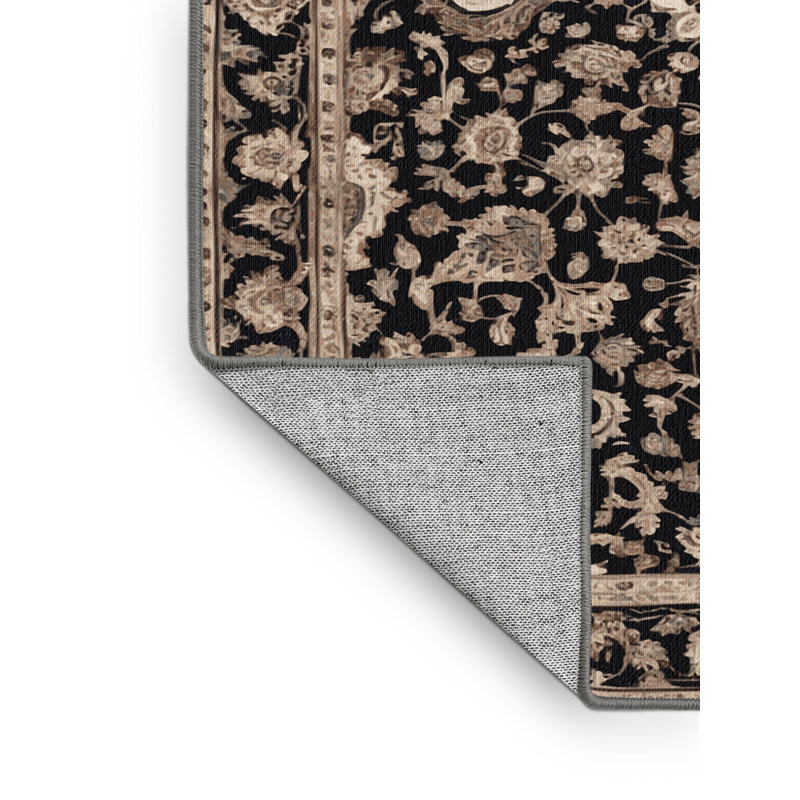 Tapis persan gris lavable à la machine, Carré 3 pi