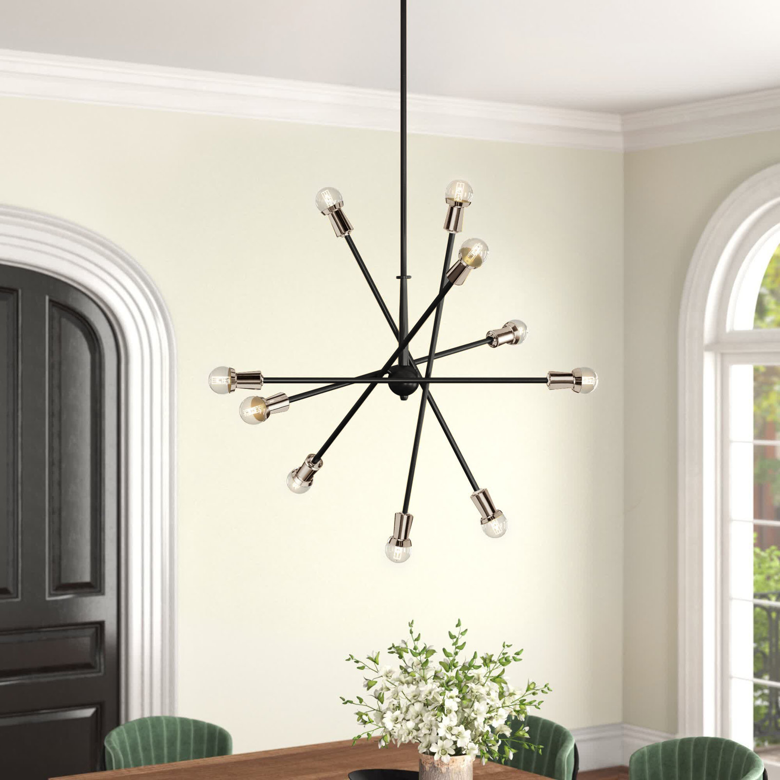 Kyla 10 - Light Dimmable Sputnik Chandelier, Black