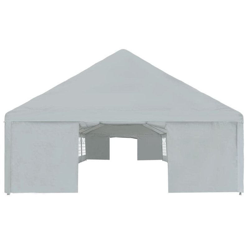 Grande tente pour fête en polyéthylène gris avec cadre en acier thermolaqué