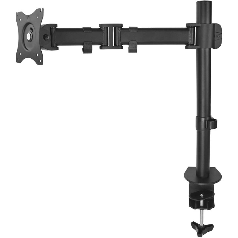 Black Adjustable Single Monitor Desk Mount with Cable Management